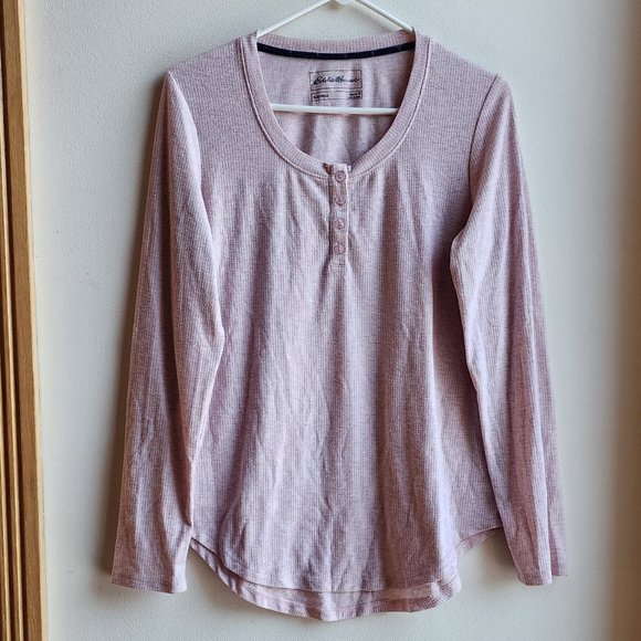 Eddie Bauer Pale Pink Henley Pajama Shirt Size Medium - Picture 7 of 16